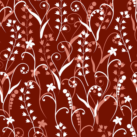 Seamless pattern abstract white and pink flowers on red background, vector illustrationのイラスト素材