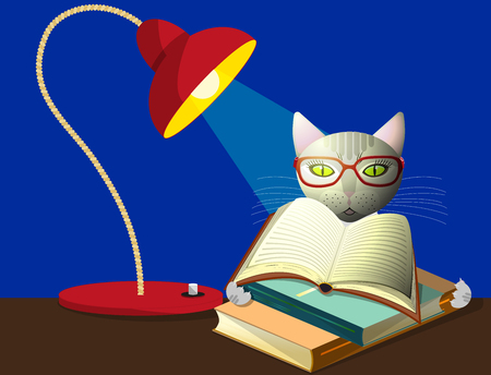 Cat with booksのイラスト素材