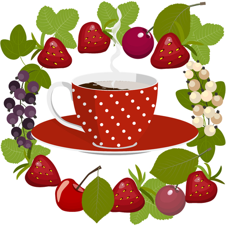 Coffee and fruitのイラスト素材
