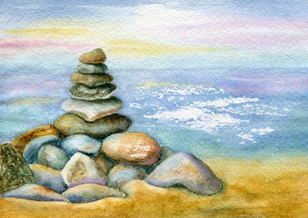 Sea Pebbles Pyramidの写真素材