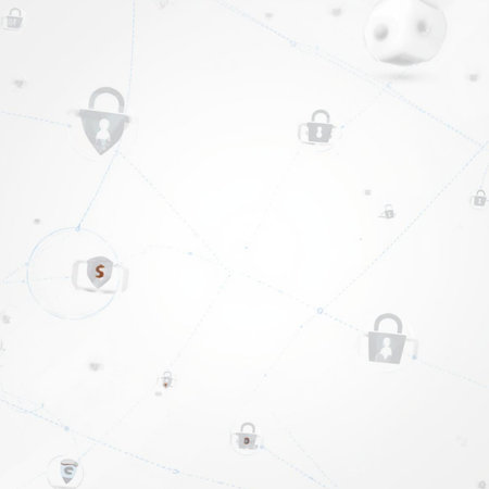 Internet security concept with world map and lock icons on white background.の素材