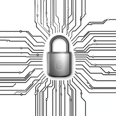 Padlock on circuit board. Internet security concept. Vector illustration.の素材