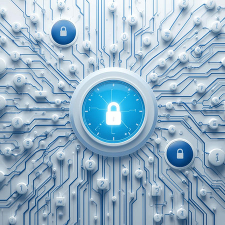 Cyber security concept with lock icon on circuit board. 3D renderingの素材