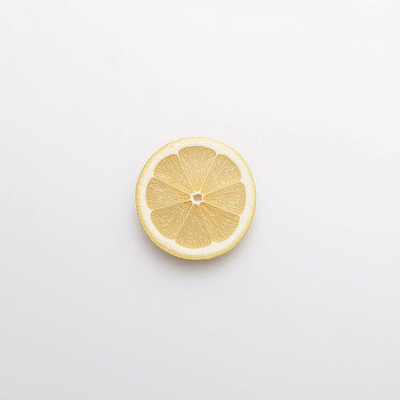 Sliced lemon on white background. Flat lay, top viewの素材