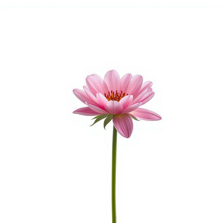Pink cosmos flower isolated on white background. Clipping path included.の素材