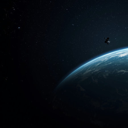 Spaceship on planet Earth. Elements of this image furnished by NASAの素材