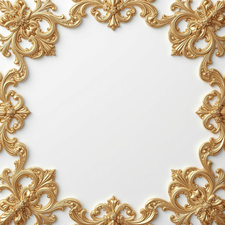 3d render of classic gold frame on white background with vignetteの素材