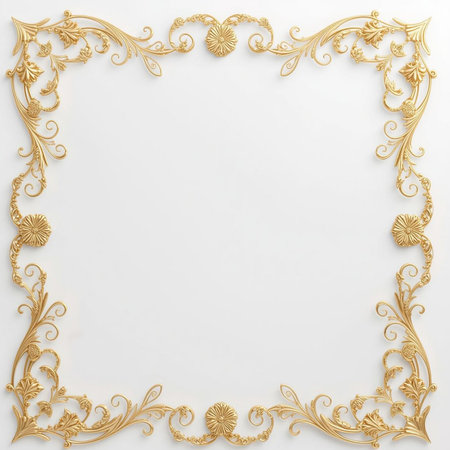 Decorative frame on a white background. 3d rendering, 3d illustration.の素材