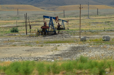 Old oil rig. Gas oil, petrol station, fuel stationの写真素材