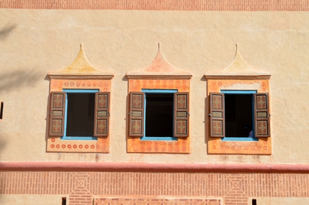 Morocco. Orange classic windows with patterns.の写真素材