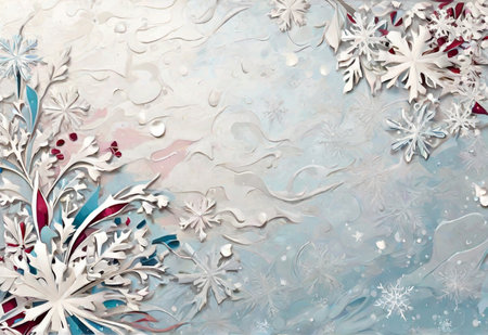 White snowflakes on a blue background. Christmas and New Year backgroundの素材