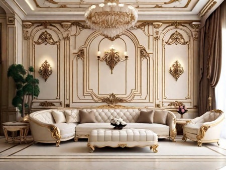 Luxury interior of the living room in classic style. Luxury furnitureの素材