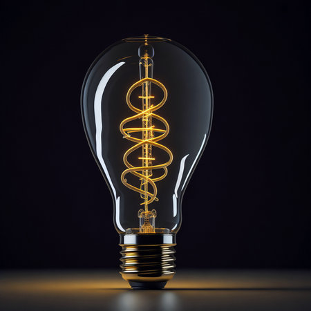 DNA in a lightbulb on a black background. 3d renderingの素材
