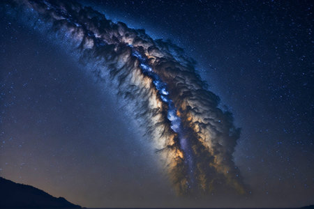 Milky way galaxy with stars and space dust in the universe.の素材