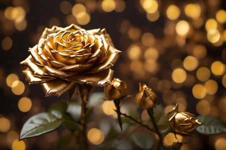 golden rose on bokeh background, valentines dayの素材