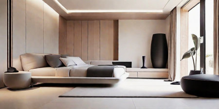 Interior of a modern living room, 3d render, 3d illustrationの素材