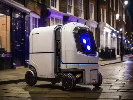 Self driving car at nightの素材