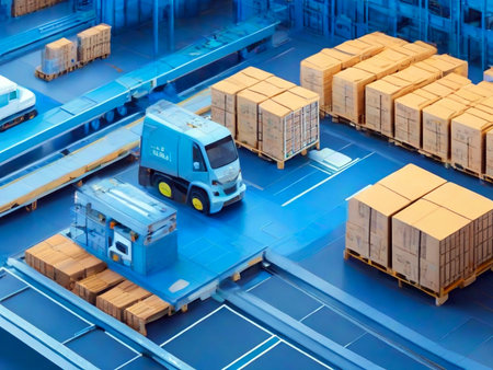 Logistics and transportation of goods in the warehouse by means of containers.の素材