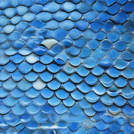 Blue fish scales background. Close up of blue fish scales texture.の素材