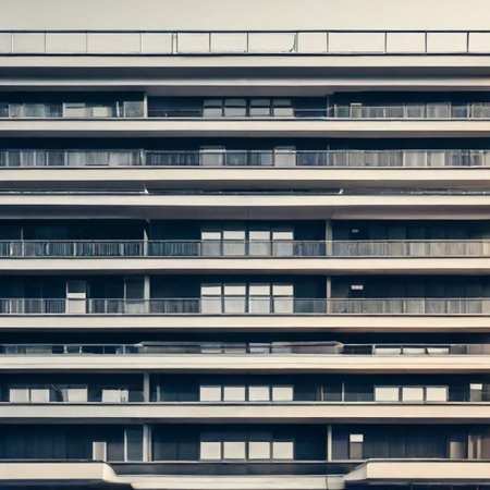 Detail of modern apartment building in Bangkok, Thailand - vintage filterの素材