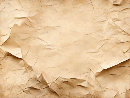Old crumpled paper texture for background. Brown paper sheet.の素材