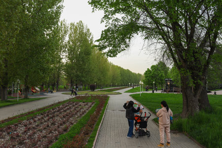 Almaty City Kazakhstan 29 April 2024. First President's Parkの写真素材