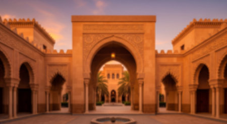 blur in Iran the old decorative flower from antique mosque like backgroundの素材