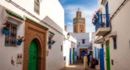 blur in morocco africa the old wall and traditional mosqueの素材