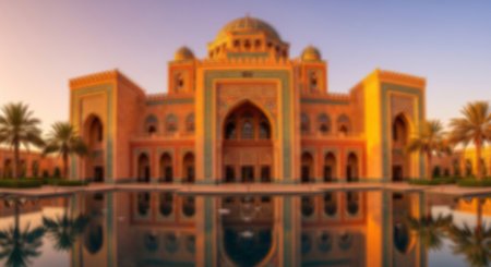 blur in iran the old mosque royal palace and poolの素材