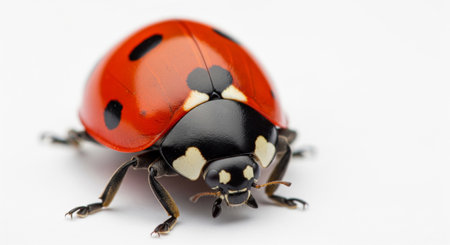 ladybug isolated on white background. macro photo of ladybugの素材