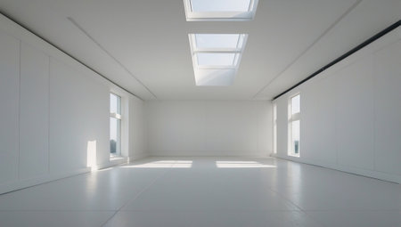 interior of a modern house, empty room with white walls and floorの素材