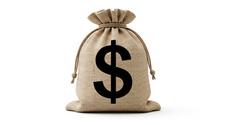 Money bag with dollar sign isolated on white background. 3D illustration.の素材