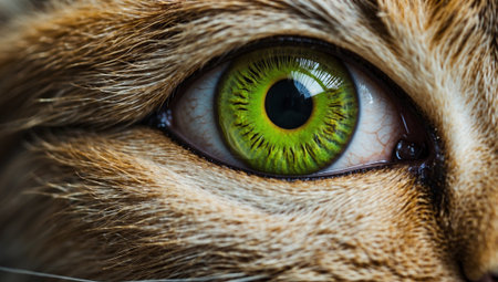 Close-up of green cat's eye. Green cat eyes.の素材