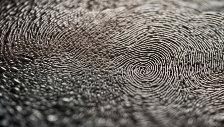Close-up of a fingerprint on a black background. Macro.の素材