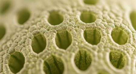Close-up of the inner surface of a green leaf. Macroの素材