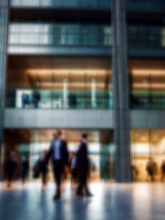 Blurred image of business people walking in the city. Intentionally blurred post production for bokeh effectの素材