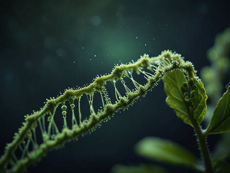 Close up of a dna on a green leaf in nature.の素材