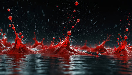 Falling drops of water. 3d rendering 3d illustration.の素材