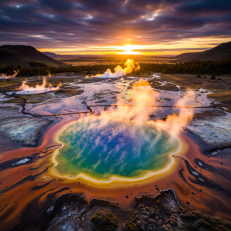 Grand Prismatic Spring in Yellowstone National Park, Wyoming, USA.の素材