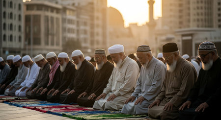 Abstract blurred background of mosque in Abu Dhabi, United Arab Emirates.の素材