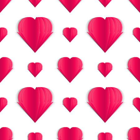 Seamless pattern of paper hearts. Idea for your design on the Valentine's Day.のイラスト素材