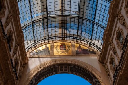 Milan Italy June 16. 2019. Art in golden Galleria Vittorio Emanuele II
