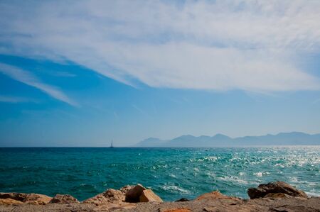 Stone beach on a sunny dayの写真素材