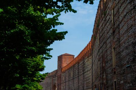 Medieval city walls in Verona Italyの写真素材
