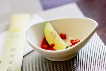 condiments with chili & limeの写真素材