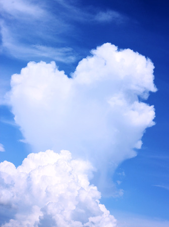 white heart cloud in the skyの写真素材