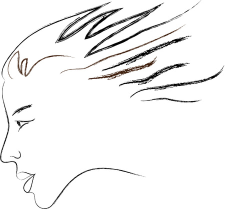 The wind blowing a woman faceのイラスト素材