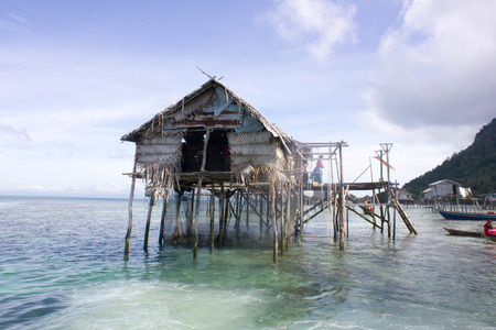 wooden houses on the waterのeditorial素材