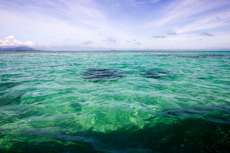 Beautiful sea and blue sky with white cloud in Malaysiaの写真素材