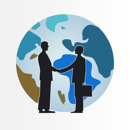 Men and the earth shaking handsのイラスト素材